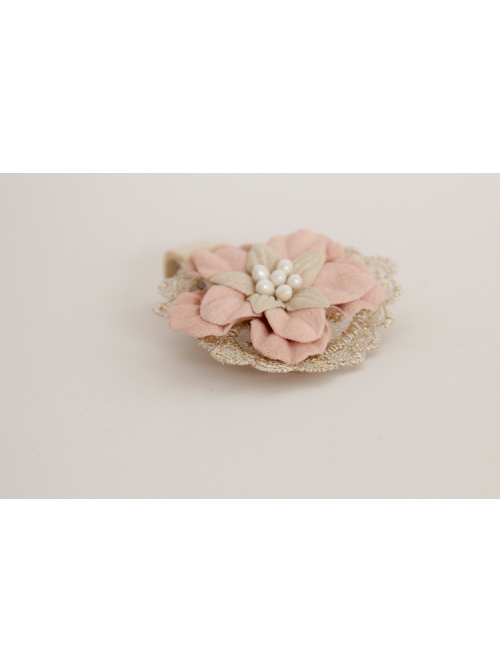 Golden Lace Fashion Cute Love Pink Flower Lady Parent-Child Girl Baby Hairpin