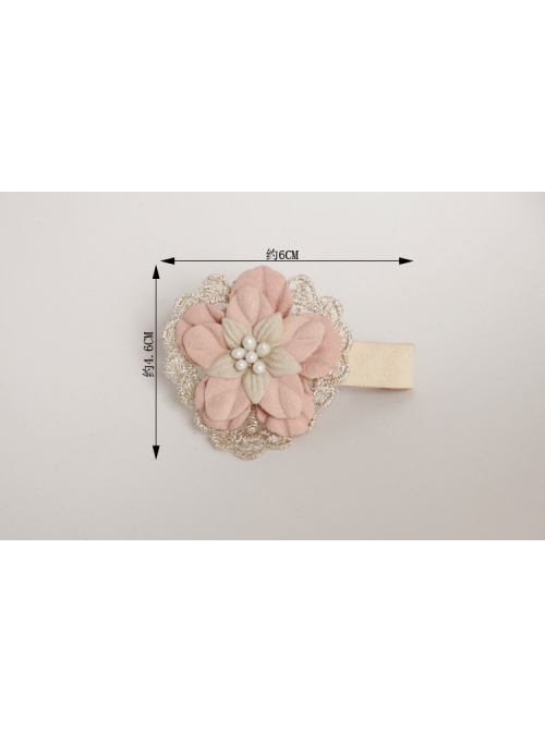 Golden Lace Fashion Cute Love Pink Flower Lady Parent-Child Girl Baby Hairpin