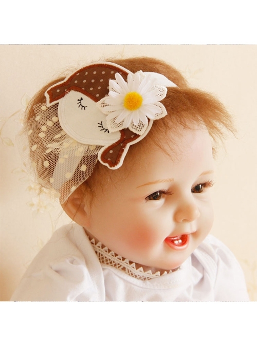 Birthday Holiday Fashion Cute White Lace Cartoon Girl Fabric Flower Girl Baby Child Elastic Hair Band