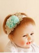 Cute Fashion Female Baby Child Golden Lace Blue Flower Elastic Hair Band