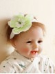 Female Baby Cute Fashion Trend Children Green Flowers White Lace Elastic Hair Band