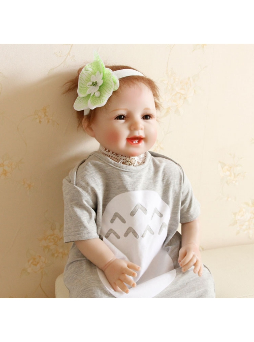 Female Baby Cute Fashion Trend Children Green Flowers White Lace Elastic Hair Band
