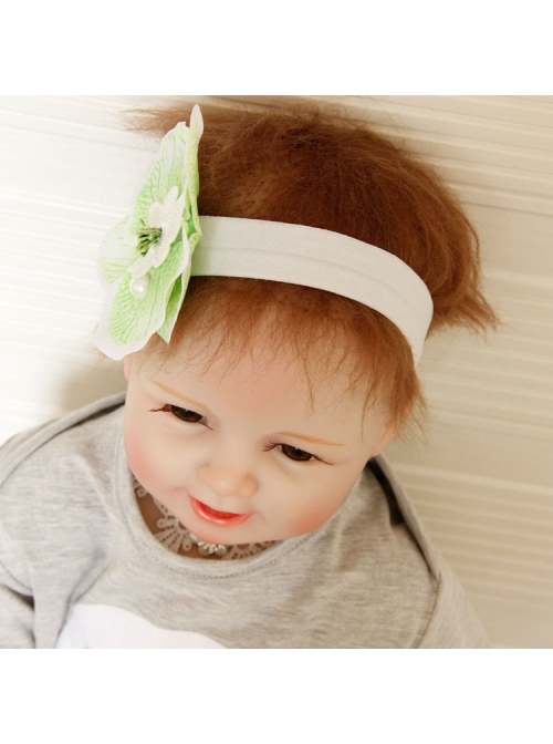 Female Baby Cute Fashion Trend Children Green Flowers White Lace Elastic Hair Band