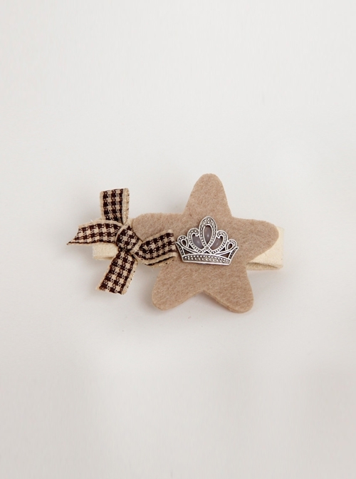 Alloy Crown Plaid Bowknot Coffee Stars Cute Fashion Trend Children Girls Baby Hairpins