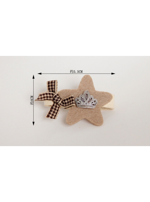 Alloy Crown Plaid Bowknot Coffee Stars Cute Fashion Trend Children Girls Baby Hairpins