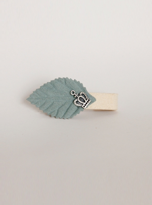 Fashion Simple Alloy Crown Fabric Blue Leaf Simple Child Girl Cute Hairpin