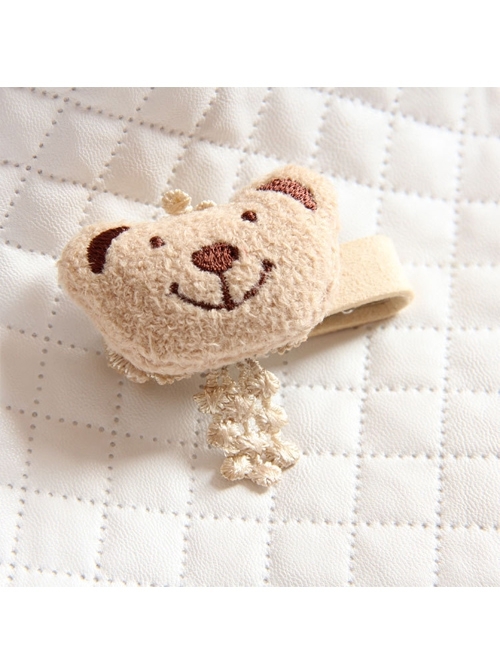 Trend Fashion Christmas Cartoon Bear Golden Lace Baby Child Princess Girl Cute Handmade Hairpin