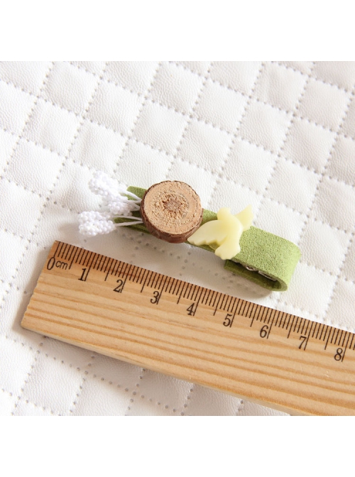 Children Fashion Cute Wood Bird Baby Handmade Christmas Personality Green Hairpin