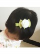 Yellow Net Yarn Bow Knot White Flowers Baby Children Cute Green Small Hairpin