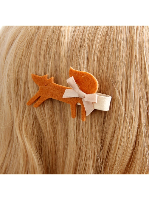 Cartoon Cute Fashion Simple Fox Bow Female Child Baby Half-Wrapped Hairpin