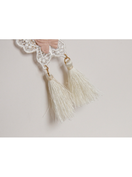 Fashion Retro Festival Baby Girl White Lace Butterfly Tassel Hairpin
