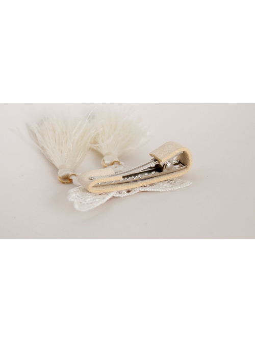 Fashion Retro Festival Baby Girl White Lace Butterfly Tassel Hairpin