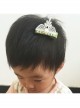 Handmade Fashion Cute White Lace Pearl Little Crown Baby Child Green Duckbill Hairpin