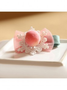 Christmas Fashion Pink Bow White Lace Fruit Children Baby Princess Cute Hairpin
