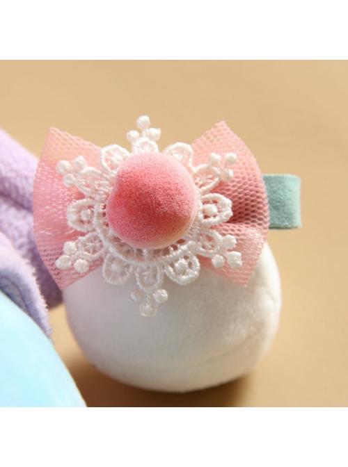 Christmas Fashion Pink Bow White Lace Fruit Children Baby Princess Cute Hairpin