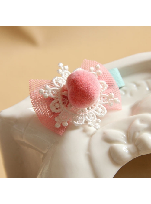 Christmas Fashion Pink Bow White Lace Fruit Children Baby Princess Cute Hairpin
