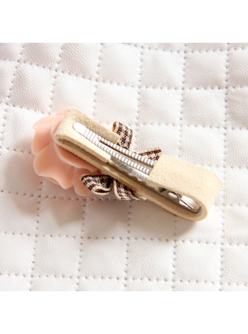 Christmas Baby Girl Pink Flower Plaid Bow Cute Fashion Princess Hairpin