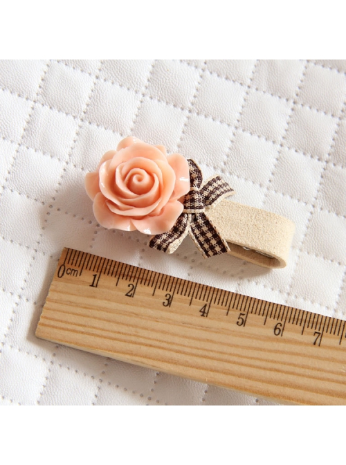 Christmas Baby Girl Pink Flower Plaid Bow Cute Fashion Princess Hairpin