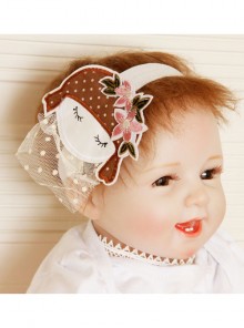 Cute Fashion White Polka Dot Mesh Cartoon Girl Cloth Art Female Child Baby Holiday Birthday Elastic Hair Band