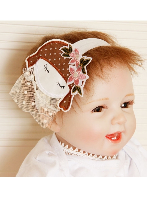 Cute Fashion White Polka Dot Mesh Cartoon Girl Cloth Art Female Child Baby Holiday Birthday Elastic Hair Band