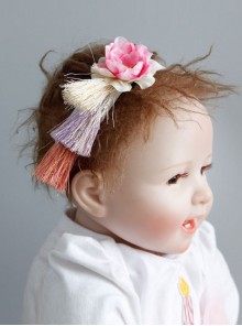 Fairy Fashion Cute Colorful Tassels Pink Flowers Children Baby Stretch Headband