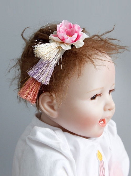 Fairy Fashion Cute Colorful Tassels Pink Flowers Children Baby Stretch Headband