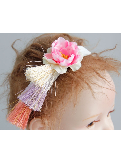 Fairy Fashion Cute Colorful Tassels Pink Flowers Children Baby Stretch Headband