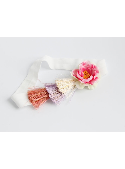 Fairy Fashion Cute Colorful Tassels Pink Flowers Children Baby Stretch Headband
