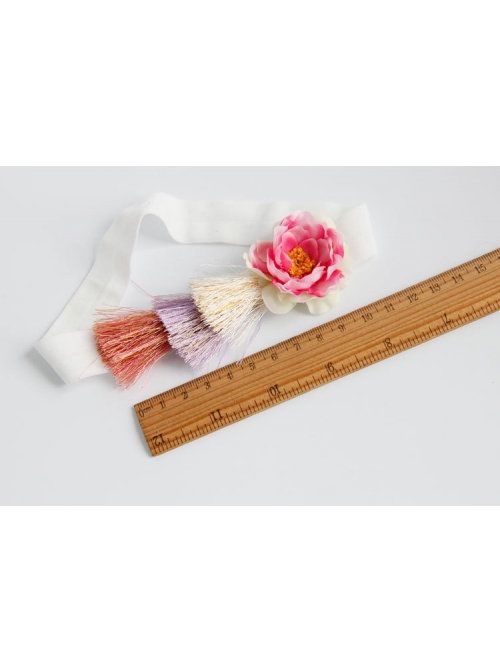 Fairy Fashion Cute Colorful Tassels Pink Flowers Children Baby Stretch Headband
