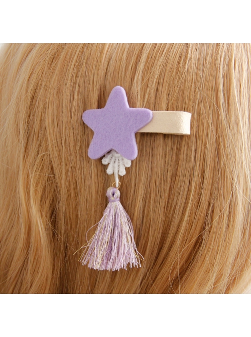 Purple Star Tassel White Lace Cute Fashion Female Baby Child Hairpin