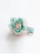 Handmade Fashion Cute Female Baby Child Fabric Blue Pink Rose Flower Duckbill Hairpin