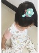 Handmade Fashion Cute Female Baby Child Fabric Blue Pink Rose Flower Duckbill Hairpin
