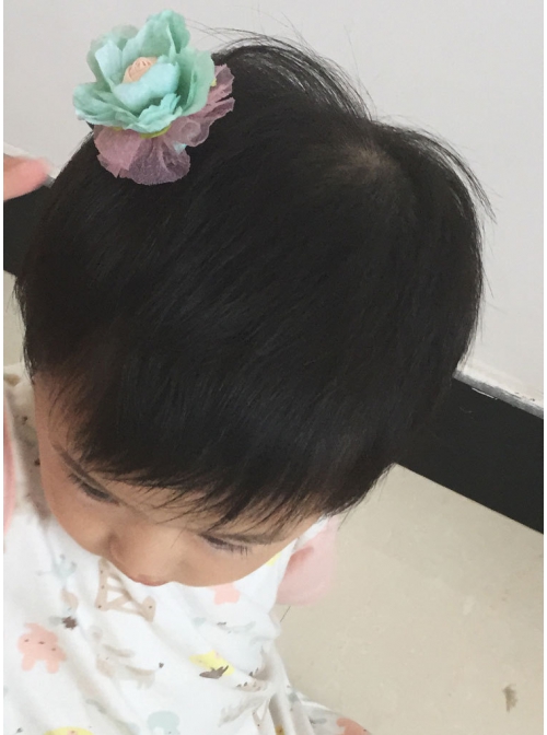 Handmade Fashion Cute Female Baby Child Fabric Blue Pink Rose Flower Duckbill Hairpin