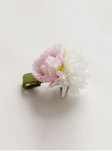 Handmade Fashion Cute Pink White Flowers Baby Girl Child Edging Green Small Hairpin