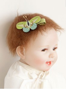 Color Fabric Butterfly Cute Fashion Baby Girl Child Edging Green Duckbill Hairpin