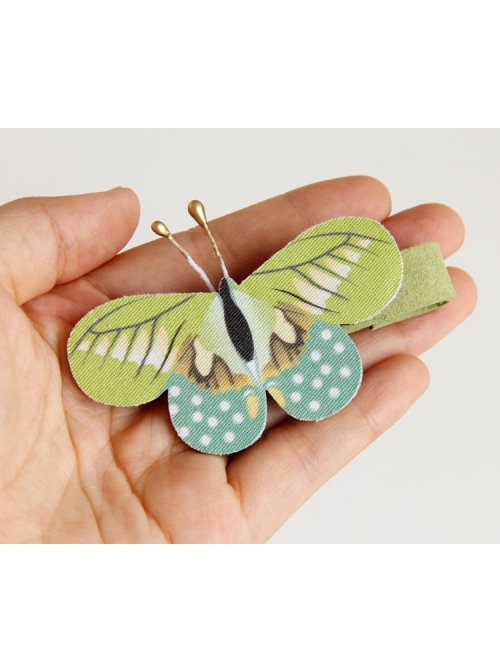 Color Fabric Butterfly Cute Fashion Baby Girl Child Edging Green Duckbill Hairpin