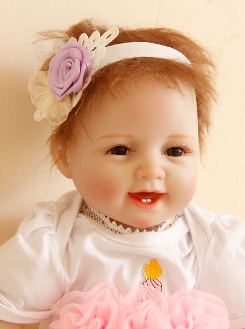 Trend Fashion Cute White Lace Mesh Purple Rose Flower Girl Baby Child Elastic Hair Band