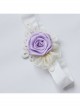 Trend Fashion Cute White Lace Mesh Purple Rose Flower Girl Baby Child Elastic Hair Band