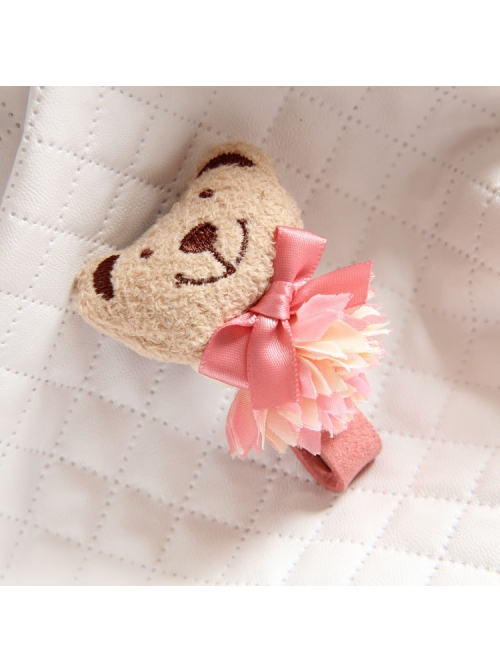 Cute Fashion Girl Child Baby Plush Bear Pink Flower Bow Cartoon Christmas Hairpin