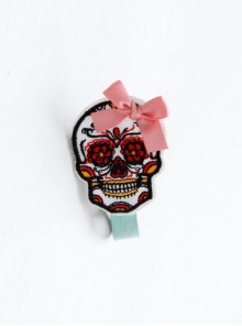 Skull Pink Bow Cute Fashion Girl Child Baby Trend Blue Duckbill Hairpin