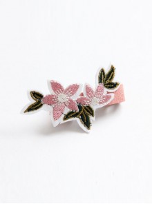 Holiday Birthday Pink Flowers Green Leaves Baby Girl Child Fashion Cute Duckbill Hairpin