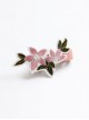 Holiday Birthday Pink Flowers Green Leaves Baby Girl Child Fashion Cute Duckbill Hairpin