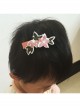 Holiday Birthday Pink Flowers Green Leaves Baby Girl Child Fashion Cute Duckbill Hairpin