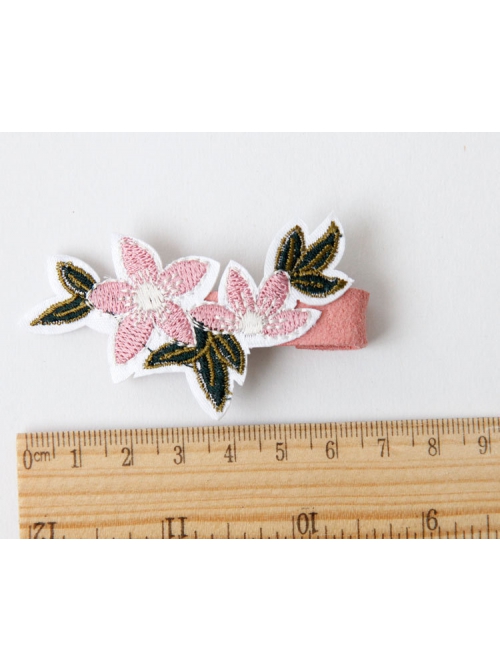 Holiday Birthday Pink Flowers Green Leaves Baby Girl Child Fashion Cute Duckbill Hairpin