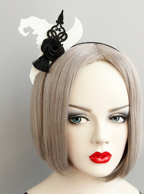 Halloween Witch Hat Black Rose Party Party Stage Show Fashion Retro Child Female Headband