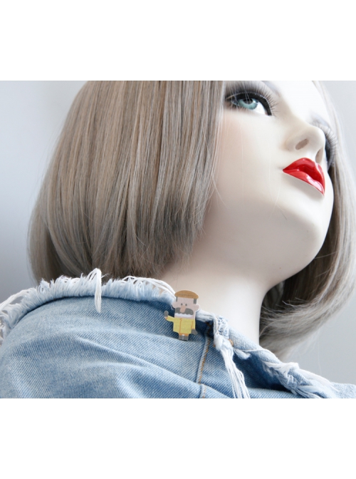 Creative Cartoon Hat And Beard Male Simple Fabric Male Female Retro Fashion Brooch