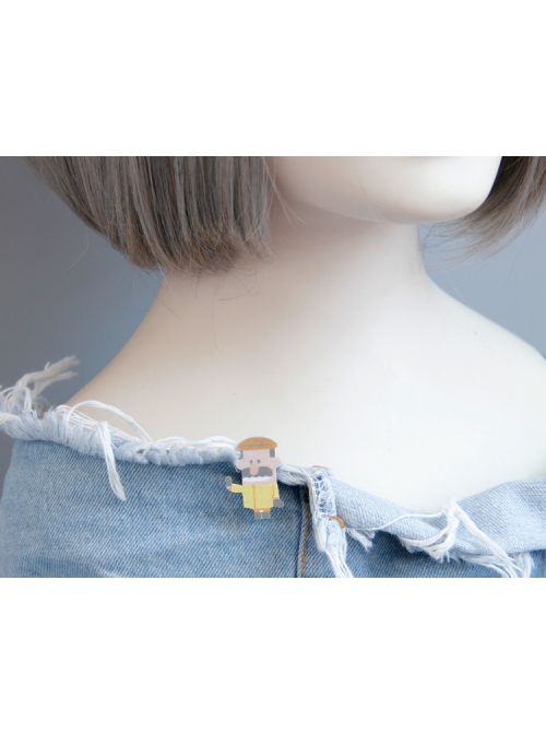 Creative Cartoon Hat And Beard Male Simple Fabric Male Female Retro Fashion Brooch