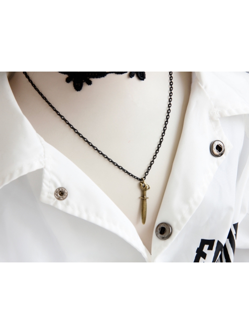 Fashion Retro Gothic All-Match Black Lace Flower Chain Dagger Personalized Collar
