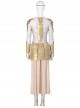 Eternals Thena Beige Battle Suit Design Combination 2 Halloween Cosplay Costume Golden Back Armor