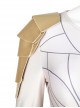 Eternals Thena Beige Battle Suit Design Combination 2 Halloween Cosplay Costume Golden Shoulder Armors